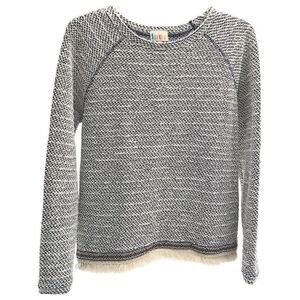 Lottie Tweed Crochet Pattern with Fringes at the bottom hem Sweater, Sz‎ 12/14